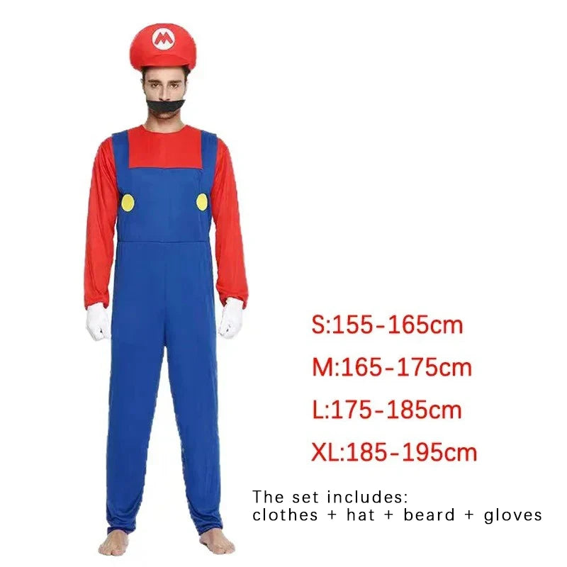 Game Bros Super Luigi Brothers Uniform Set Cosplay Costumes Funny Anime Adult Men Jumpsuit Woman Dress Halloween Costume