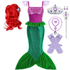 Girls Cosplay Disney Little Mermaid Ariel Prom Princess Costumes Kids Summer Casual Dress Halloween Birthday Party Dress Up 2025