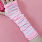 Pink Cartoon Gloves Honey Girls Winter Half Finger Cosplay Glove Anime Accessories EMO Punk Skull Christmas Gift Arm Warmers