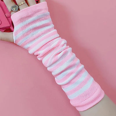 Pink Cartoon Gloves Honey Girls Winter Half Finger Cosplay Glove Anime Accessories EMO Punk Skull Christmas Gift Arm Warmers