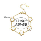 1 PCs Adjustable  Stainless Steel Plant Flower Bracelet With Five Leaf Petals Women's Luxury Gifts Clover Fashion Jewelry