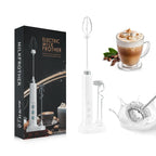 Wireless Rechargeable Electric Milk Frother - 3 Speeds, Handheld Foam Maker for Latte, Cappuccino, Hot Chocolate - USB Rechargea