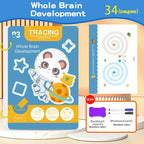 34-Page Children's Reusable Workbook Set with Erasable Pen - Early Learning of Writing and Drawing Skills Development, Educational Books for Pen Control Training, Innovative Learning - Perfect Choice for Christmas and Birthda