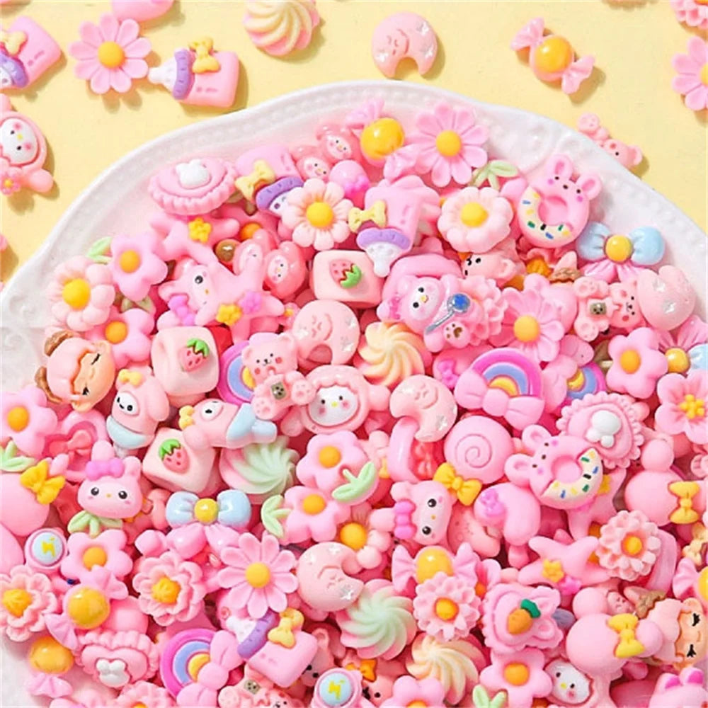 20pcs Candy Sweets Resin Flatback Slime Flat Cabochons Beads Embellishment For DIY Jewelry Findings Accessories Making Supplies