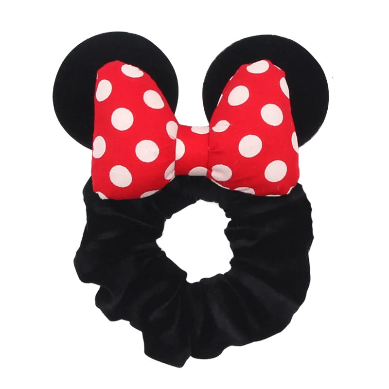 Cute Mouse Ears Velvet Scrunchies Hairband Women Elastic Ponytail Holder Girls Sequin Bow 2023 Kids Party DIY Hair Accessories