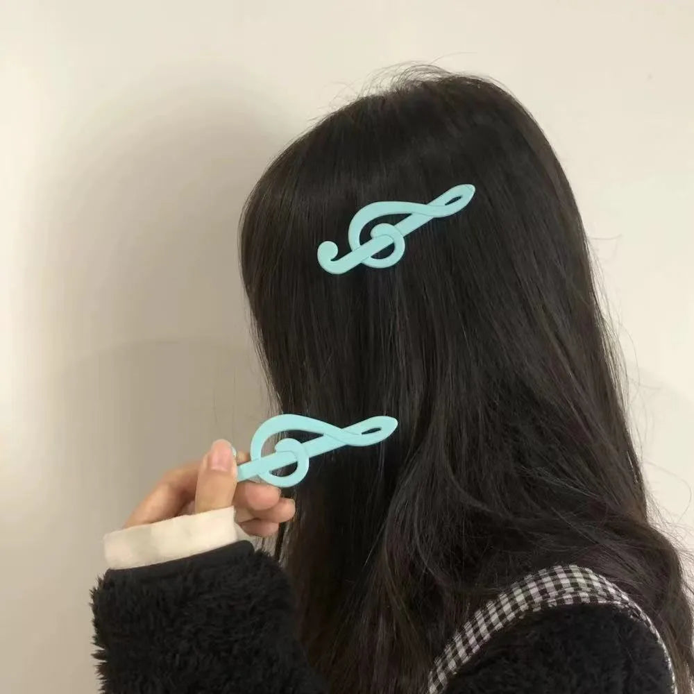 Y2k Style Music Symbol Hair Accessories Vintage Sweet Cute Hair Clip Cyan Fresh Hairpin New Sensea Of Niche Fashion And Art 2025