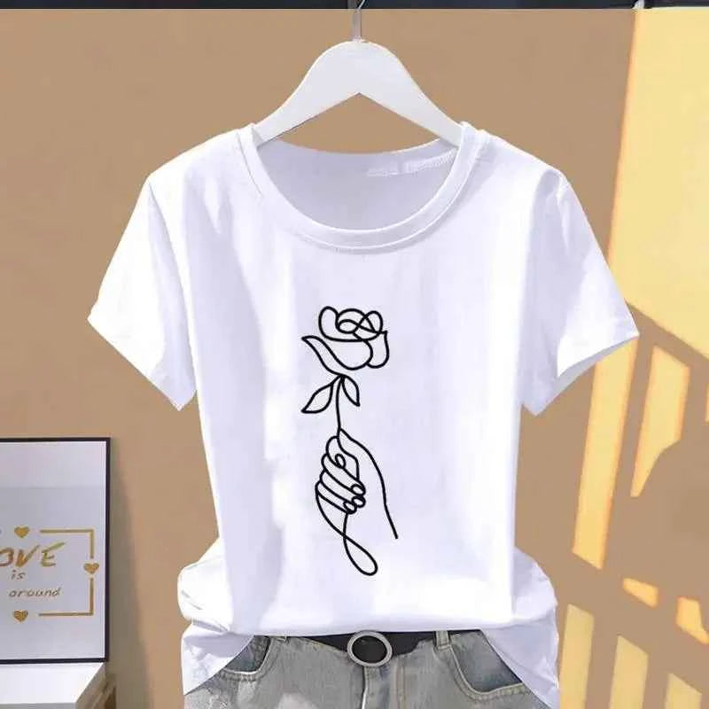 Women Print Floral Sports Fashion Casual Explosive Short Sleeve T-shirt Graphic Tshirts  Women Clothes  Oversized T Shirt