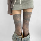 Socks Woman Autumn/Summer Solid Color Thigh High Lace Stockings Women Over The Knee Stockings Lolita Girls Long Leg Boot Socks #