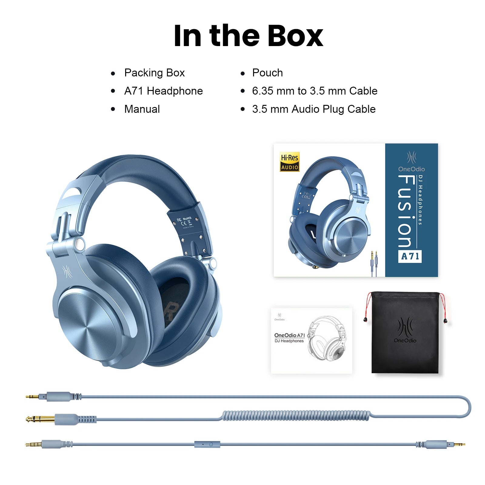 Oneodio A71 Wired Over Ear HiFi Headphones With Mic Studio DJ Headphone Professional Monitor Recording Mixing Headset For Gaming
