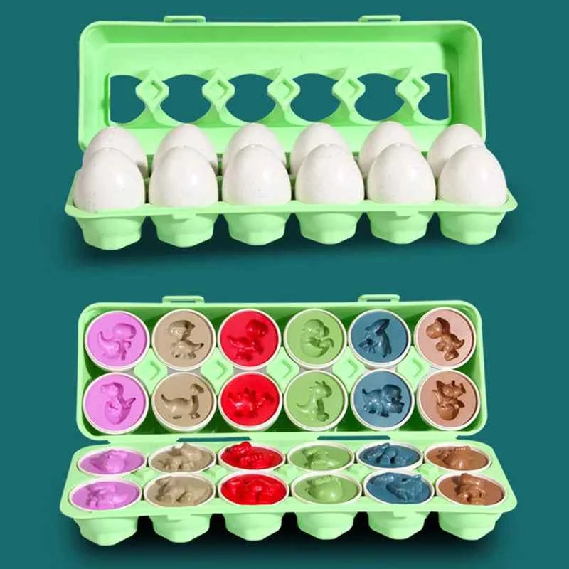 Matching Eggs Easter Toy Montessori Colors Shapes Recognition Kids Educational Color Sorting Toy for Toddlers STEM Egg Toys Gift
