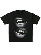 Grill Lips Funny Graphic Tee Shirt, Casual Soft, Pure Cotton 220gsm Pattern Printed T-Shirt
