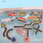 23 Pieces Bath Water Toy Sticky Wall City Traffic Car Road Rail Puzzle Vinyl 14+Y Bath Features