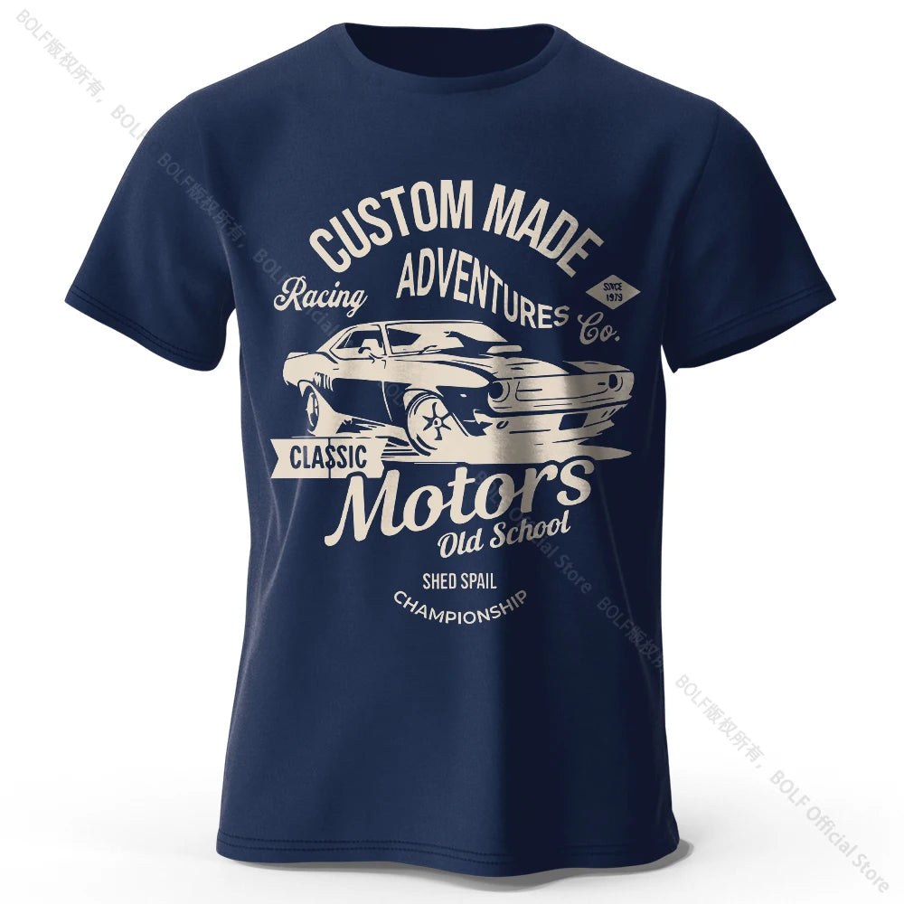 Men's Vintage Motors Graphic T-Shirt – Oversized Cotton Streetwear Tee