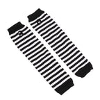 Punk Stripe Fingerless Gloves for Women & Men – Long Knitted Arm Warmers, Elastic Winter Cuffs, Hip-Hop Elbow Mittens for Outdoor & Streetwear