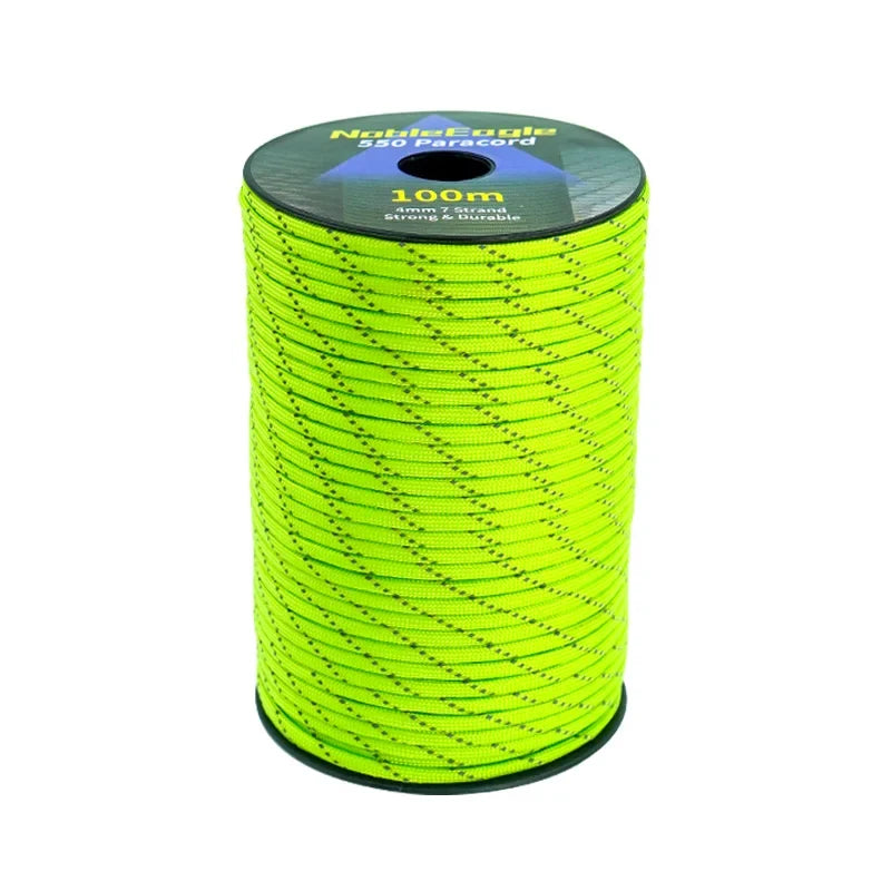 Reflective Paracord Military 7 Strand 4mm 550 Tactical Parachute Cord Camping Tent Lanyard DIY Bracelet Weaving Rope