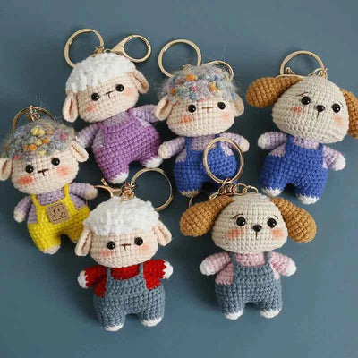 Cute Crochet Animal Doll Keychain Sheep Puppy Bag Charm