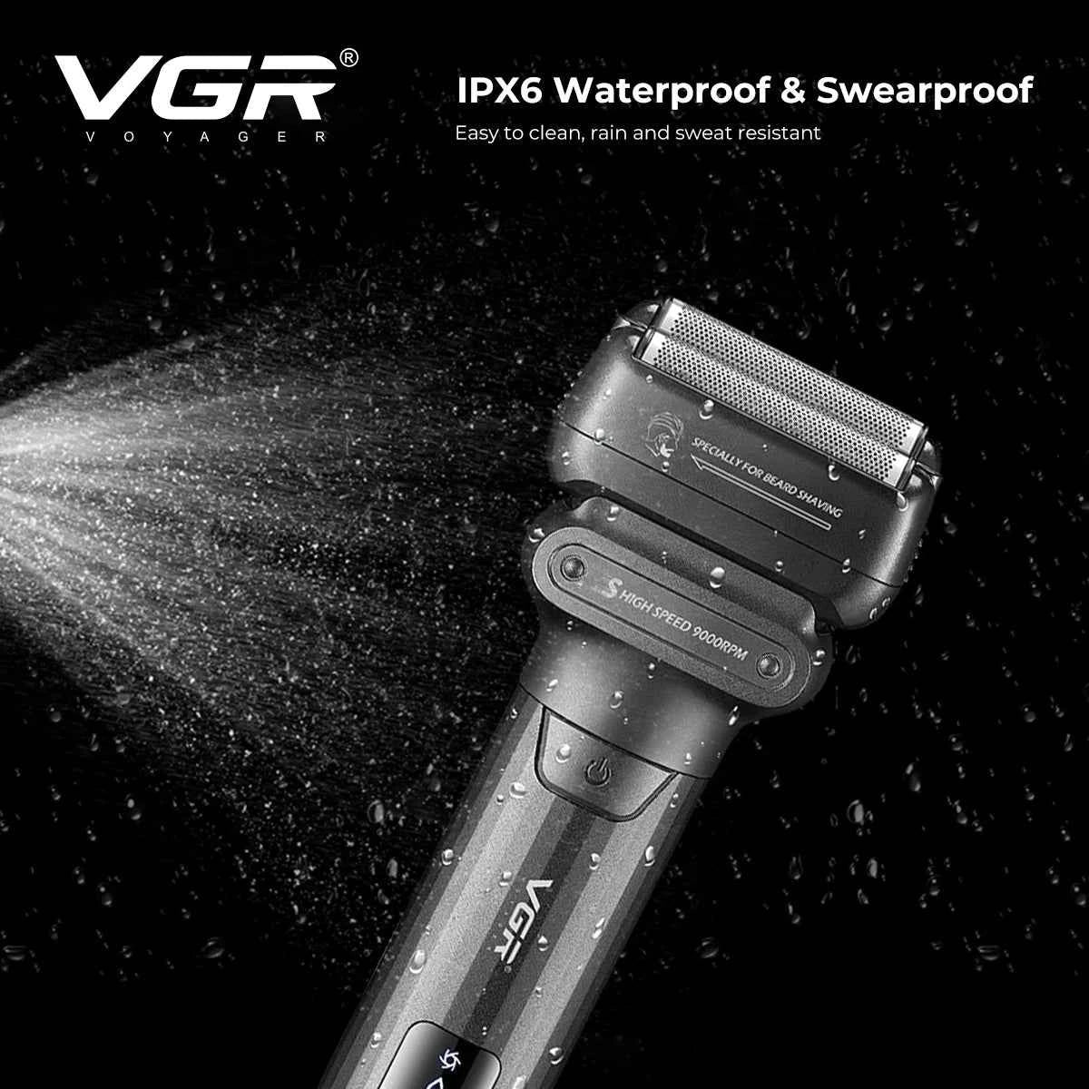 VGR Shaver Professional Beard Trimmer Electric Shaver Waterproof Razor 9000 RPM Shaving Machine Portable Shaver for Men V-368