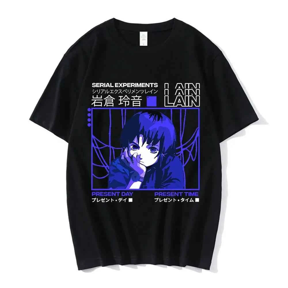 Anime Serial Experiments Lain T-Shirt Men Women Graphic T Shirts Unisex Iwakura Manga Girl Sci Fi Short Sleeve Tee Tops 62463