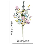 Pastel Easter Artificial Flower Bouquet - Plastic Faux Floral Arrangement with Eggs and Berries - for Home Decor