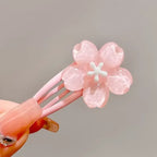 Cute Pink Cherry Blossom Hair Clip Kids Hairpin Bangs Clips Dopamine Princess Hair Accessories Flyaway Headwear Side BB Clip
