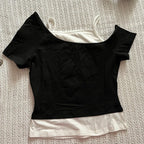 Asthetische Goth Fledermaus Brief Y2K Stil zweitelige T-Shirt Kurzarm Weste Harajuku Streetwear Hosentrger Frauen Kleidung Shirt