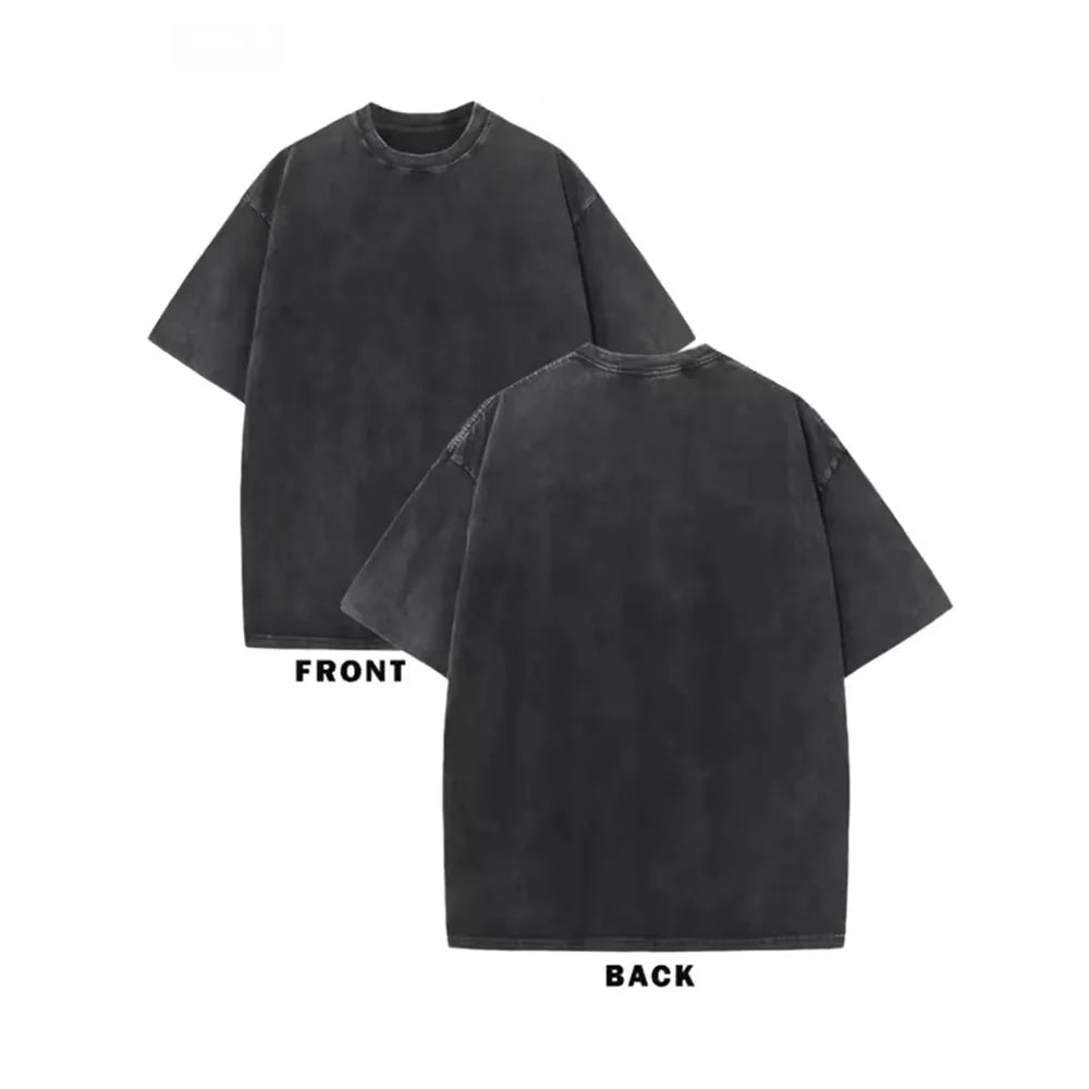 Dark Black Rose Graphic Print T Shirt Washed Vintage Casual Loose Streetwear Daily Wear Short Sleeve Goth Top for Women