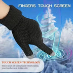 Women Men Winter Touch Screen Gloves Stretch Knit Wool Full‑Finger Gloves Warm Soft Crochet Thermal Gloves For Outdoor Wear