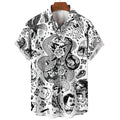 3D Print Monkey Skeleton Scissors Shirts Men Animal Patterns Button Shirt Summer Hawaii Short Sleeves Casual Loose Aloha Shirts