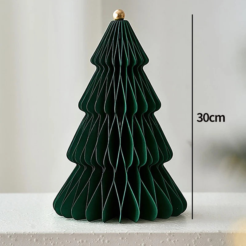 Paper Christmas Tree Ornaments 3D Honeycomb Christmas Tree Decorations Folded Paper 2026 Xmas New Year Desktop Arrangement Decor