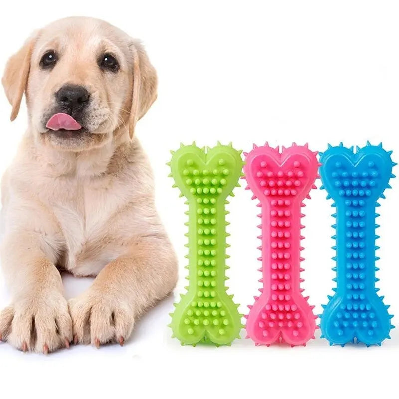 1PCs Pet Chew Toy Soft Rubber Bite-resistance Bone Shape Teeth Grinding Chewing Toys for Small Dogs Training Pet Supplies