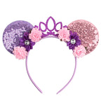 New Christmas Halloween Mouse Ears Headband Cartoon Sequin Bows Headband Birthday Party Princess Cosplay Costume For Women Adult