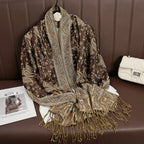 2025 new ethnic style retro shawl cashew flower geometric scarf cloak tassel scarf multi-color variety options available