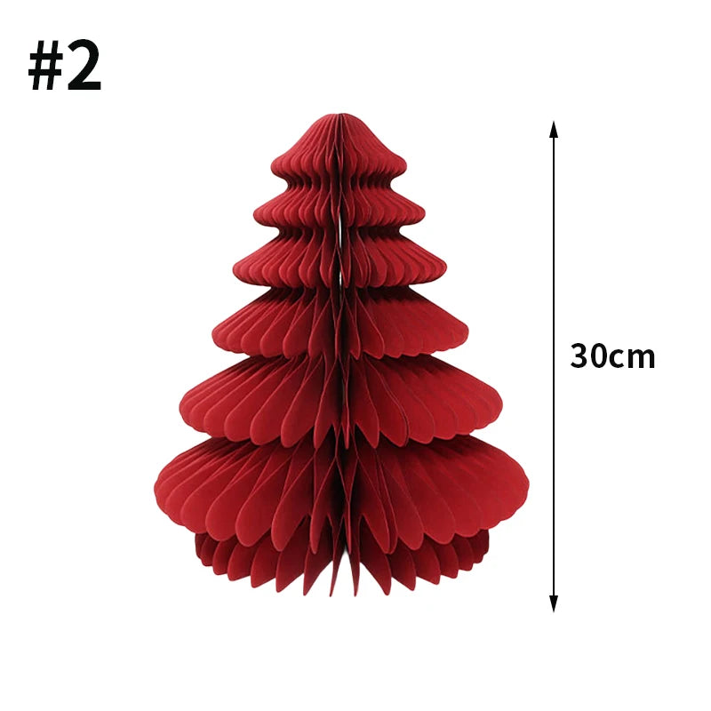 Paper Christmas Tree Ornaments 3D Honeycomb Christmas Tree Decorations Folded Paper 2026 Xmas New Year Desktop Arrangement Decor