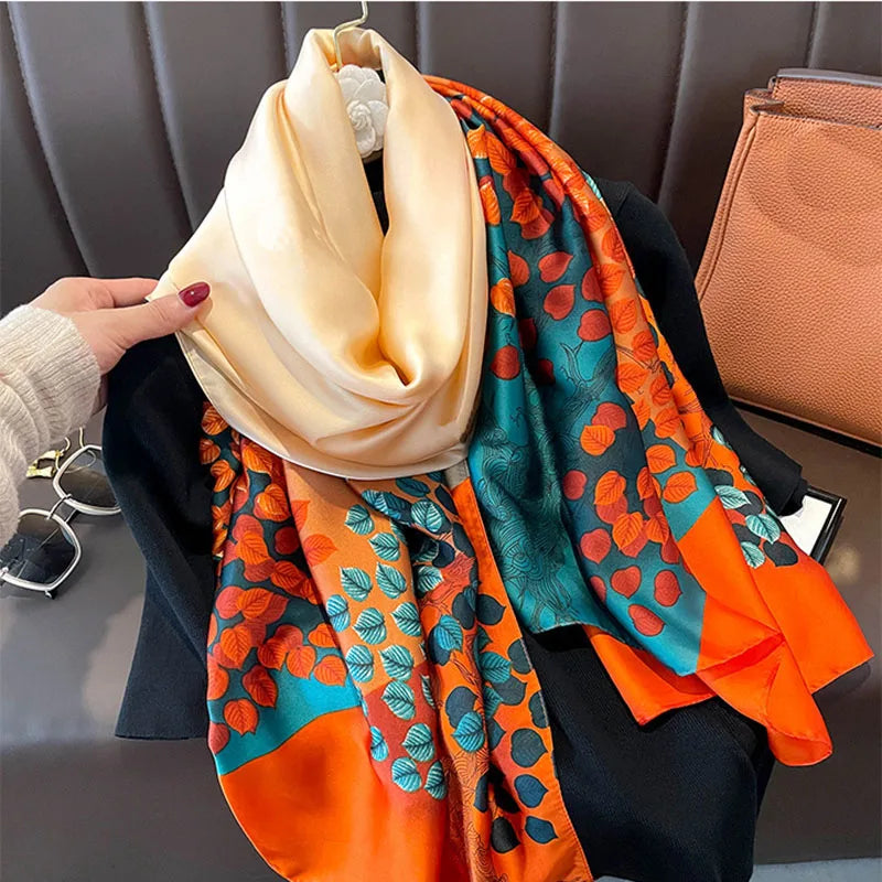 Spring Scarf Women's Luxury Design Polyester Material Smooth Scarf Soft Shawl Beach Scarf