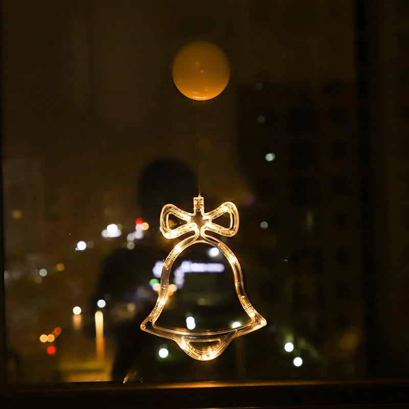Christmas Ornaments Hanging LED Lights Bedroom Decoration Christmas Decorations Home Window Glass Decoration Warm Battery