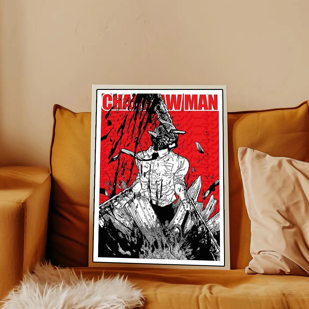 Chainsaw Man Poster Print For Bedroom Living Room Home Decor Japanese Anime Manga Denji Wall Art Cartoon Canvas Painting