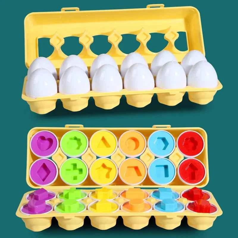 Matching Eggs Easter Toy Montessori Colors Shapes Recognition Kids Educational Color Sorting Toy for Toddlers STEM Egg Toys Gift