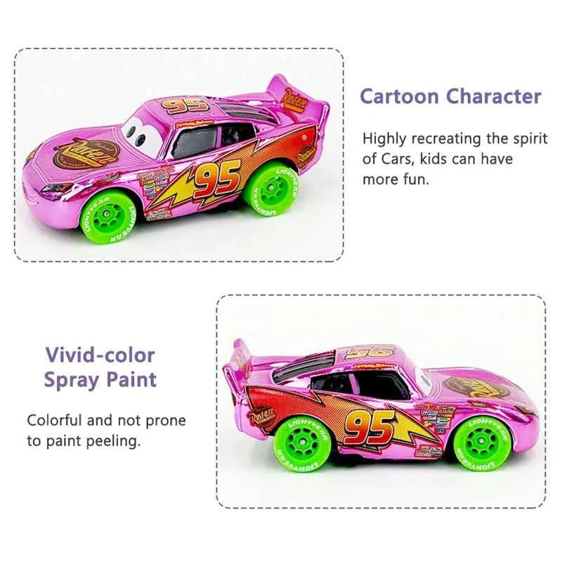 Disney Pixar Cars Piston Cup Racer Lightning McQueen Plated Version Magenta Color Alloy Diecast Model Toy Cars Children's Gift