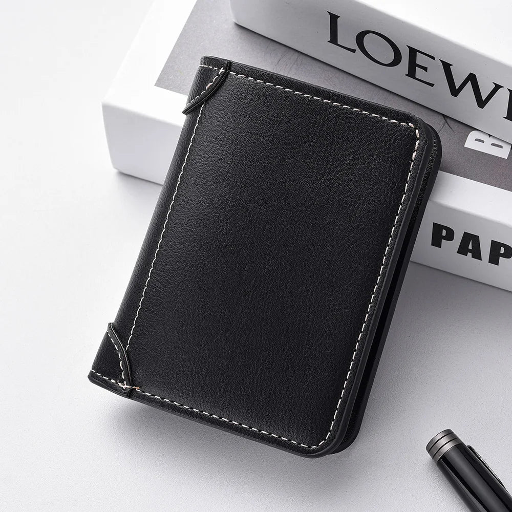 1Pc New Ultra-thin Mini Soft PU Leather Credit Card Wallet Holder Short Vertical High Quality Men's Wallet