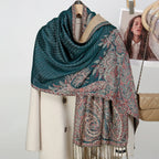 Ethnic Paisley Embroidery Viscose Hijab Retro Cashew Cotton Muslim Women Scarf Wraps Ladies Elegant Shawls Turban Headscarf