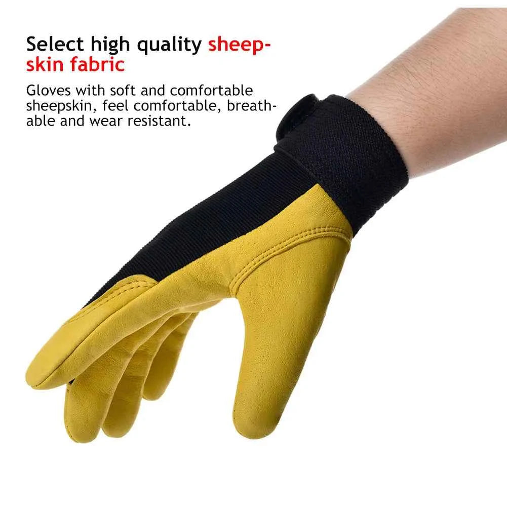 Cowhide Leather Work Gloves Safety Labour Protection Garden Sports Motorcycle Driver Workers Work Welding Wear-resistant Gloves