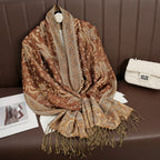 2025 new ethnic style retro shawl cashew flower geometric scarf cloak tassel scarf multi-color variety options available