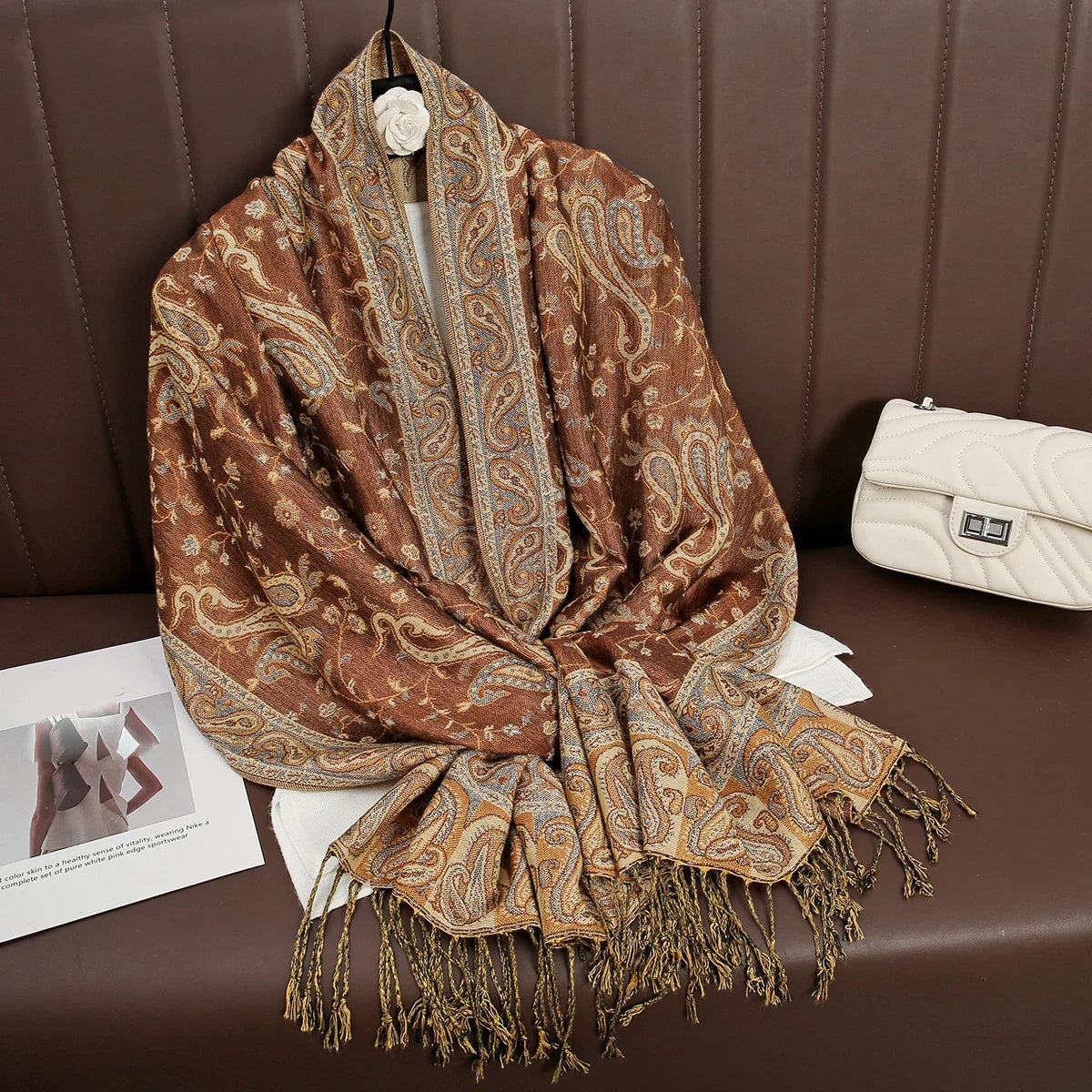 2025 new ethnic style retro shawl cashew flower geometric scarf cloak tassel scarf multi-color variety options available
