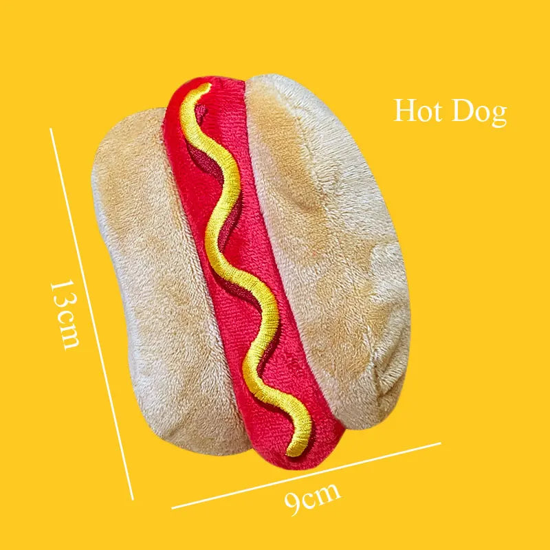 Plush Dog Toys – Squeaky Ice Cream, Fries & Hamburger Set