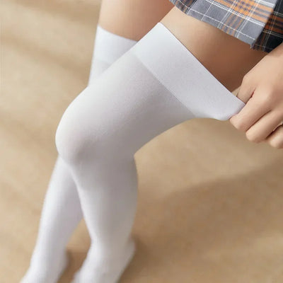 Sexy Black White Soild Color Long Socks Women Over Knee Thigh High Over The Knee Stockings Lolita Ladies Girls Warm Knee Socks