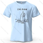 I'm Fine Funny Printed Men's T-Shirt 100% Cotton Oversized Minimalist Cartoon Graphic Tees for Women Tops Tees Streetwear