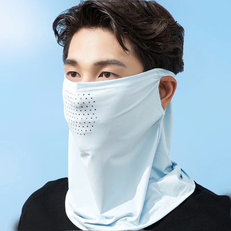 1Pcs Summer Ice Silk Cycling Masks Hanging Ear Breathable Anti-UV Face Scarf Neck Cover for Outdoor Hiking Sunscreen Balaclava