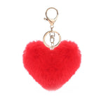 New Heart Plush Hair Ball Keychain Women Leopard Pompom Love Car Key Chain Bags Pendant Hairball Key Rings Jewelry