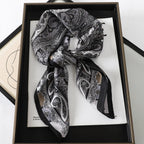 Bohemian Style Print Luxury Brand Silk Square Scarf Women Satin Shawls Neckerchief Wrap Scarves Bandana Hair Hjiab Floral