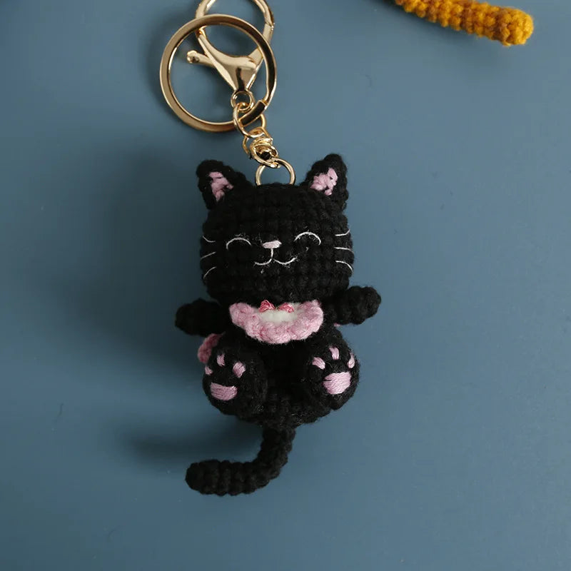 Cute Crochet Kitten Keychain Smiling Cat Bag Charm